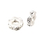 Brass Micro Pave Clear Cubic Zirconia Beads, Rack Plating, Long-Lasting Plated, Lead Free & Cadmium Free, Flat Round, Silver, 7.5x2.5mm, Hole: 2.5mm