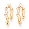 Brass Micro Pave Clear Cubic Zirconia Pendants, Cadmium Free & Nickel Free & Lead Free, Real 18K Gold Plated, 21x7.5x3mm, Hole: 1~1.2mm
