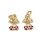 Brass Micro Pave Cubic Zirconia Pendants, Cherry Charms, with Jump Ring, Long-Lasting Plated, Cadmium Free & Lead Free, Rack Plating, Real 18K Gold Plated, 11x7x2.5mm, Hole: 3mm