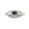 Brass Micro Pave Clear Cubic Zirconia Box Clasps, Cadmium Free & Nickel Free & Lead Free, with Glass, Oval, Platinum, 8x22.5x6.5mm, Hole: 1.2mm