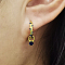 Flat Round S925 Sterling Silver Hoop Earrings, with Cubic Zirconia, Golden, Blue, 17x3x14mm