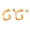 Ion Plating(IP) 304 Stainless Steel Stud Earrings, C-Shaped, Real 14K Gold Plated, 23x4mm