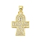 Cross Theme Rack Plating Brass Micro Pave Cubic Zirconia  Pendants, Long-Lasting Plated, Lead Free & Cadmium Free, Double Cross, Real 18K Gold Plated, 22x15.5x4mm, Hole: 3.5x5mm