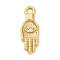 304 Stainless Steel Pendants, with Crystal Rhinestone, Golden, Palm, 24.5x9x3.5mm, Hole: 2.5mm