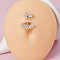 304 Stainless Steel with Crystal Rhinestone Belly Rings, Stainless Steel Color, Bees, Bar Length: 3/8