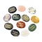 Natural Mixed Gemstone Cabochons, Oval with Engraved Word This Moment is All There is, 44~46x34~35x6.5~7.5mm