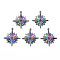 Rainbow Color 201 Stainless Steel Pendant Rhinestone Settings, Star, Fit For 2mm Rhinestone, 21x19x2.5mm, Hole: 1.4mm