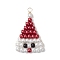 Baking Painted  Pearlized Glass Pearl Pendants Pendants, with Golden Copper Wire, Christmas Hat, Red, 44.5x26.5x4.5mm, Hole: 4mm