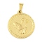 Ion Plating(IP) 304 Stainless Steel Pendants, Religious Theme Charm, Flat Round with Praying Hands, Golden, 20.5x18.5x2mm, Hole: 5x3mm