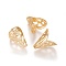 304 Stainless Steel Bead Cap, 2-Petal, Real 18K Gold Plated, 12x11x8mm, Hole: 1.4mm, Inner Diameter: 10mm