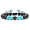 Adjustable Handstring Round Synthetic Turquoise & Natural Lava Rock Yoga Braided Bead Bracelets for Women Men