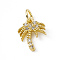 Brass Micro Pave Cubic Zirconia Charms, with Jump Ring, Cadmium Free & Lead Free, Coconut Tree Charms, Real 18K Gold Plated, 12x9x1.5mm, Hole: 3mm
