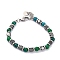 Synthetic Chrysocolla & Magnetic Synthetic Hematite Round Beaded Bracelet, 8-1/4 inch(21cm)