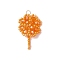 Handmade Glass Seed Beaded Clover Pendants, with 304 Stainless Steel Jump Rings Loop & Glass, Faceted, Orange, 30x28x5mm, Hole: 3mm
