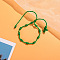 Cross Nylon Cord Braided Bead Bracelets, Rosary Cord Bracelets for Couple Friends, Green, 6-1/4~11-3/4 inch(16~30cm)