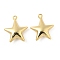 Star Brass Pendants, Rack Plating, Long-Lasting Plated, Cadmium Free & Lead Free, Real 18K Gold Plated, 22.5x19.5x6mm, Hole: 1.8mm