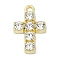 Alloy Pendants with Rhinestone, Rack Plating, Cadmium Free & Nickel Free & Lead Free, Cross Shape, Golden, 18.5x12x3.5mm, Hole: 1.6mm