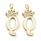 Brass Micro Pave Clear Cubic Zirconia Pendants, Cadmium Free & Lead Free, with Synthetic Opal, Real 18K Gold Plated, with Jump Ring, Letter Q, 26.5~33x14~23.5x3.5~4.5mm, Hole: 4.5mm