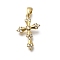 Brass Micro Pave Clear Cubic Zirconia Pendants, Cross Charms, Cadmium Free & Lead Free, Long-Lasting Plated, Rack Plating, Real 18K Gold Plated, 20.5x13.5x2.5mm, Hole: 4x2mm