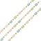 Brass & Glass Link Chain, with Spool, Long-Lasting Plated, Cadmium Free & Lead Free, Soldered, Real 18K Gold Plated, Mixed Color, 4.5x2.5x2.5mm