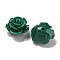 Synthetic Coral Dyed Carved Beads, Flower, Half Hole, Dark Green, 9.5x6.3mm, Hole: 1mm