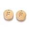 304 Stainless Steel Charms, Ion Plating (IP), Flat Round, Letter F, 10x1~1.5mm, Hole: 1mm