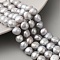 Dyed Natural Cultured Freshwater Pearl Beads Strands, Two Sides Polished, Light Grey, 9~10mm, Hole: 0.5mm, about 20pcs/strand, 6.69''(17cm)