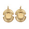 304 Stainless Steel Pendant Cabochon Settings, with Jump Rings, Oval, Real 14K Gold Plated, Tray: 1/4 inch(8mm), 22.5x15.5x2.5mm, Jump Ring: 3.8x0.5mm, 2.8mm inner diameter