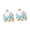 Elephant Alloy Enamel Pendants, Light Gold, Light Sky Blue, 17x14.5x5mm, Hole: 1.6mm