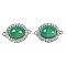Natural Green Onyx Agate(Dyed & Heated) Oval Connector Charms, Brass Micro Pave Clear Cubic Zirconia Oval Links, Platinum, 18x12x7.5mm, Hole: 1.2mm