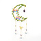 Crystals Moon Chakra Hanging Pendants Decoration, with Natural Amethyst Chips and Brass Findings, for Home, Garden Decoration, 500mm