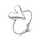 Non-Tarnish 304 Stainless Steel Heart Open Cuff Ring for Women, Stainless Steel Color, US Size 7 3/4(17.9mm)