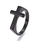 304 Stainless Steel Finger Rings, Cross, Gunmetal, Size 9, 19mm