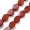 Natural Red Jasper Beads Strands, Oval, 14x10x5mm, Hole: 0.5mm, about 28pcs/strand, 15.55''(39.5cm)