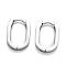 Tarnish Resistant 304 Stainless Steel Huggie Hoop Earrings, Oval, Stainless Steel Color, 17x12.5x3mm, Pin: 1mm