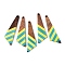 Epoxy Resin & Walnut Wood Pendants, Geometric Charms, Triangle, 49.5x13.5x3.5mm, Hole: 2mm