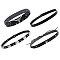 4Pcs 4 Styles Imitation Leather Straw Hat Belt, with Alloy Clasp Buckle, Overlay Hat Band for Hat Accessories, Black, 590~1260x15~30.5x1~7mm, 1pc/style