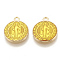 Brass Enamel Pendants, Long-Lasting Plated, Flat Round with Saint Benedict, Golden, Gold, 18x15x2mm, Hole: 1.5mm