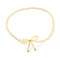 Bowknot Glass Seed Beaded Stretch Bracelets for Women, White, 6-1/2 inch(16.5cm)