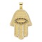 Brass Micro Pave Cubic Zirconia Pendants, Hamsa Hand, Lead Free & Cadmium Free, Long-Lasting Plated, Real 18K Gold Plated, 31.5x20x3mm, Hole: 4x3.5mm