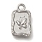 Anti-Tarnish 304 Stainless Steel Pendants, Rectangle with Butterfly Charm, Stainless Steel Color, 15x8.5x2mm, Hole: 1.8mm