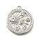 304 Stainless Steel Pendants, with Rhinestone, Sun, Stainless Steel Color, 21.5x19.5x3.5mm, Hole: 1.5mm