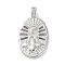 Brass Pendants With Clear Cubic Zirconia, Oval with Insect Charms, Cadmium Free & Nickel Free & Lead Free, Platinum, 23x12.5x4mm, Hole: 3x1.6mm