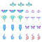 54Pcs 9 Style Ion Plating(IP) 201 Stainless Steel Filigree Pendants, Etched Metal Embellishments, Mixed Shapes, Rainbow Color, 21.5~58x23~48x0.2~0.3mm, Hole: 1.2~2.5mm, 6pcs/style