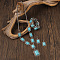 Bohemian Retro Style Synthetic Turquoise with Alloy Pendant Necklaces & Dangle Earrings & Bangles Sets, Rectangle, Antique Silver, 565mm