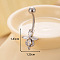 316L Surgical Stainless Steel Clear Cubic Zirconia Curved Barbell Belly Rings, Stainless Steel Color, Flower, 14.3x12.3mm