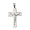304 Stainless Steel Religion Jesus Cross Pendants, Stainless Steel Color, 42.5x28x6mm, Hole: 8x5mm