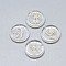 Synthetic Quartz Crystal Cabochons, Flat Round with Buddhist Theme Pattern, 25x5.5mm, 4pcs/set