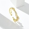 Clear Cubic Zirconia Cuff Rings, Brass Jewelry for Women, with ABS Imitation pearl, Long-Lasting Plated, Rack Plating, Lead Free and Cadmium Free, Real 18K Gold Plated, 3.5mm,US Size 6(16.5mm)