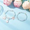 2Pcs 2 Styles Glass Round Beads Stretch Bracelets, Alloy Enamel Charm Bracelets for Children, Unicorn & Bowknot & Heart, Mixed Color, Inner Diameter: 2 inch(5.2cm)